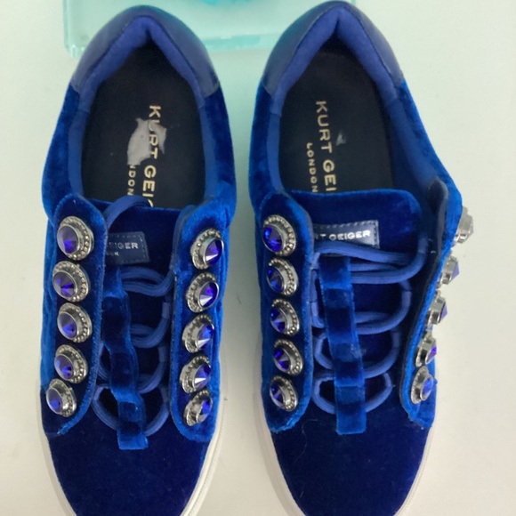 Womens Kurt Geiger London Liviah sneakers blue velevet crystal embellished Sz 6 - Picture 5 of 8